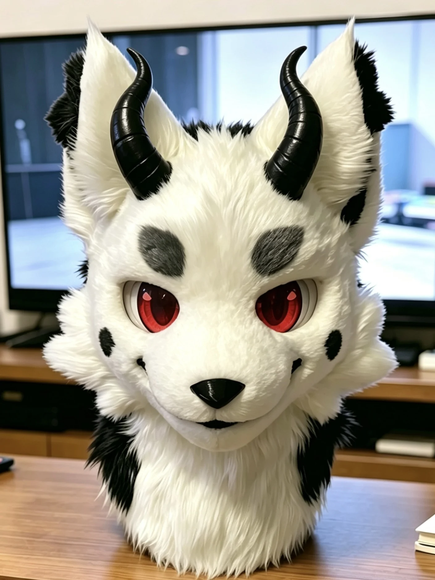 Cool plush two-horned devil fox character role-playing Halloween birthday party
Cool plush two-horned devil fox character role-playing Halloween birthday party