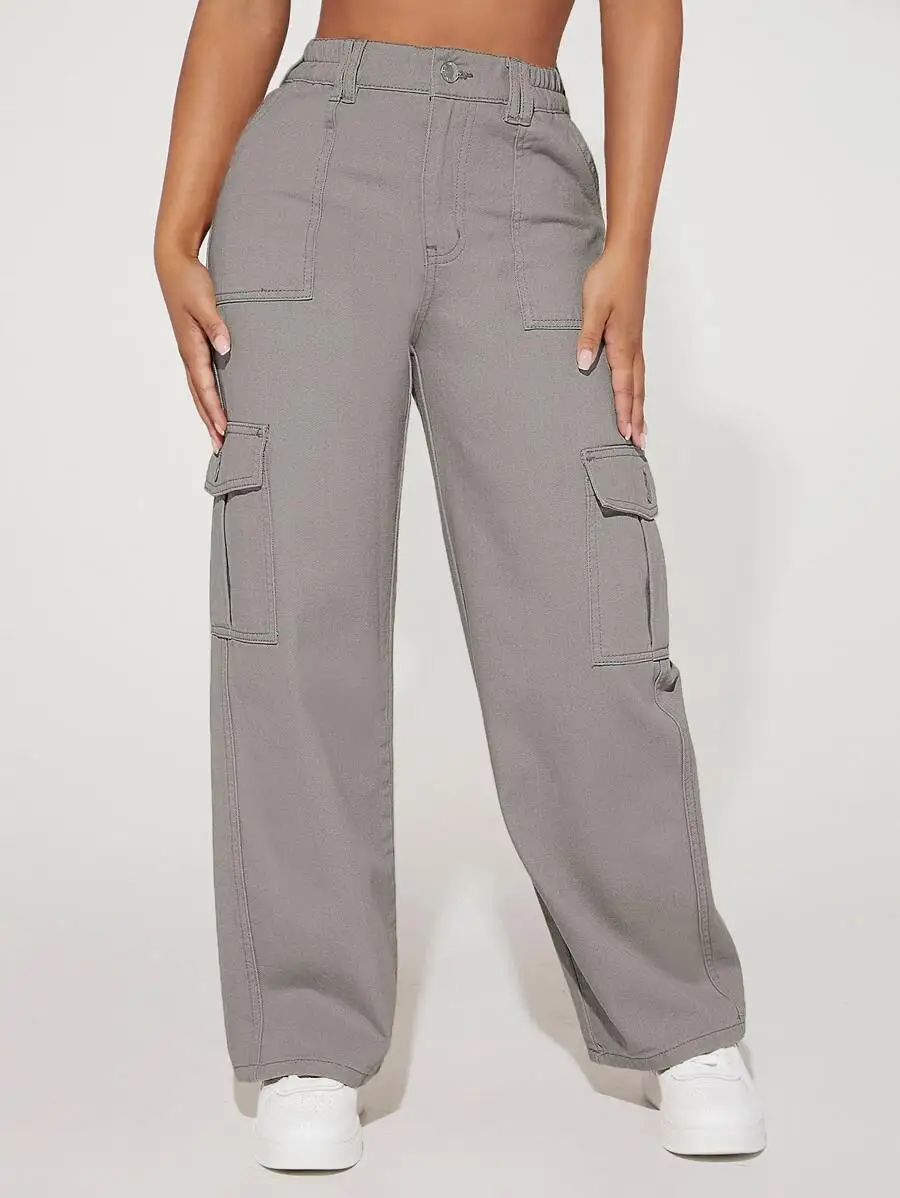High Waist Flap Pocket Cargo Pants For Women
High Waist Flap Pocket Cargo Pants For Women