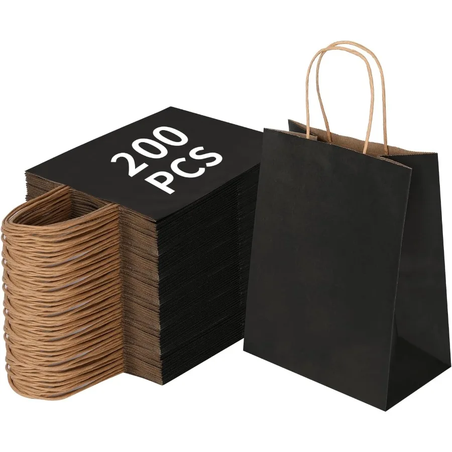 200 Pack 8x4.75x10 Inc Medium lack Kraft Paper ags wit andles ulk Craft Paper Gift ags for Party Fav Grocery Retail Sopping usi
200 Pack 8x4.75x10 Inc Medium lack Kraft Paper ags wit andles ulk Craft Paper Gift ags for Party Fav Grocery Retail Sopping usi