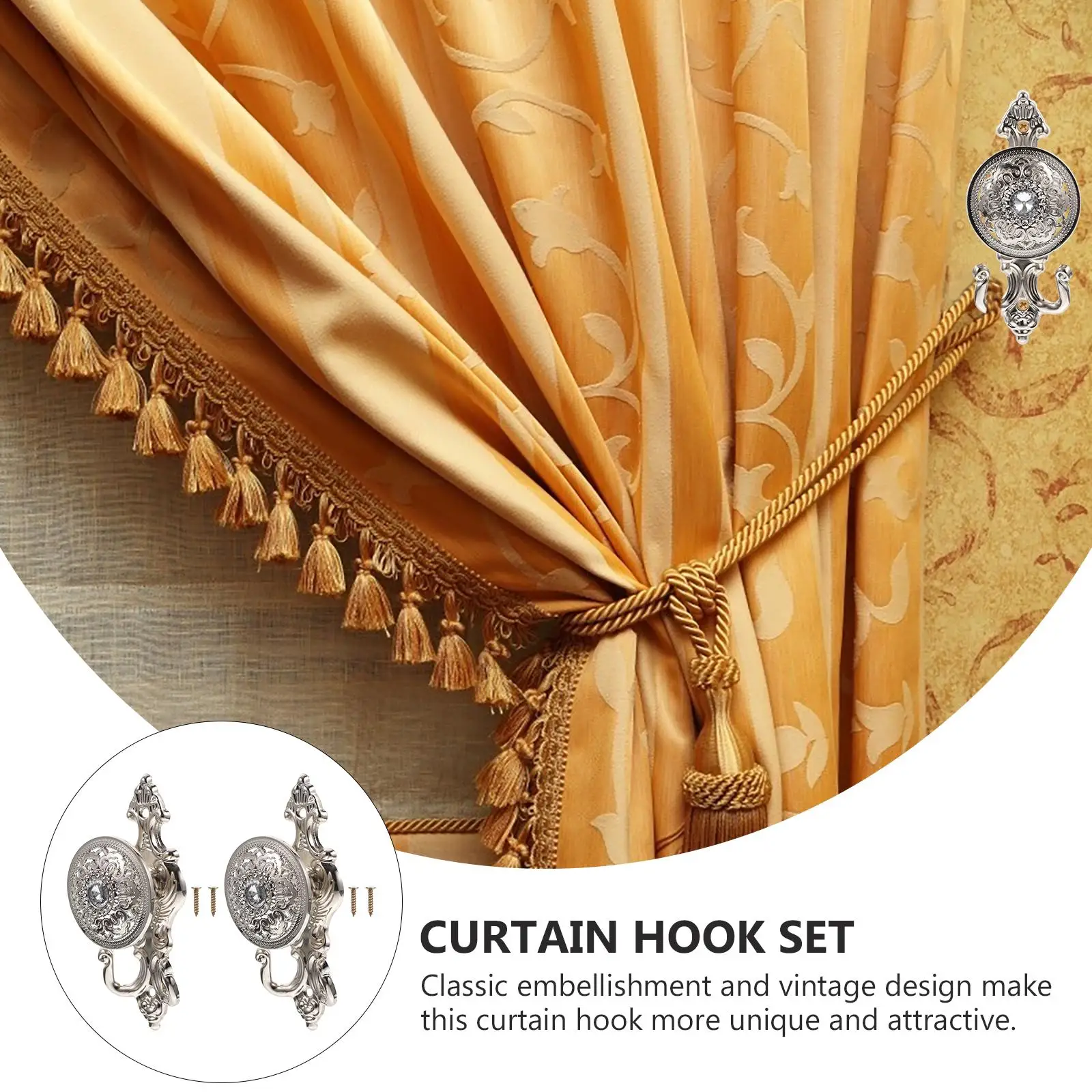 4 Pcs Set Decorative Hangers Vintage Design Curtain Parts Creative Curtain Hooks Classic Embellishment Silver Color
4 Pcs Set Decorative Hangers Vintage Design Curtain Parts Creative Curtain Hooks Classic Embellishment Silver Color