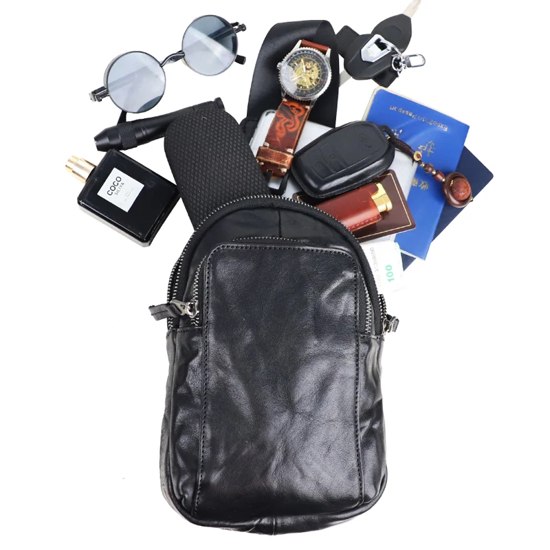 100% Genuine Leather Chest Sling Bag Men Messenger Bags Black Chest Pack Casual Sport Shoulder Bag
100% Genuine Leather Chest Sling Bag Men Messenger Bags Black Chest Pack Casual Sport Shoulder Bag