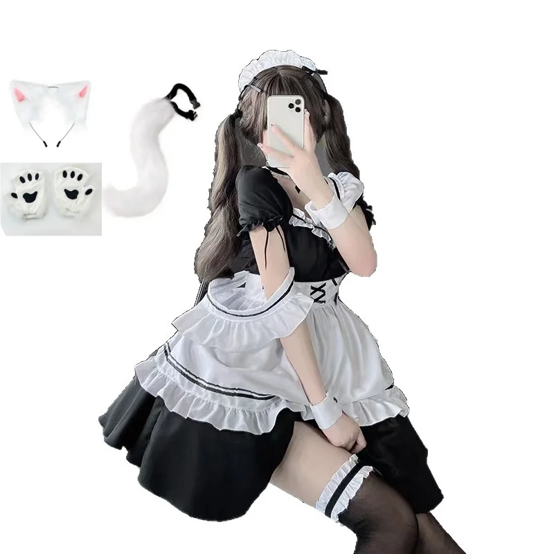 Japanese Black White Lolita Maid Costume Cosplay Fox Tail Fox Ears Set Plus Cute Paw Gloves Halloween Party Cosplay Accessories
Japanese Black White Lolita Maid Costume Cosplay Fox Tail Fox Ears Set Plus Cute Paw Gloves Halloween Party Cosplay Accessories