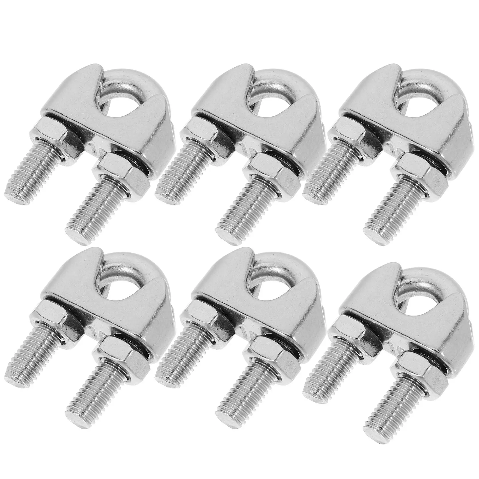 6 Pcs Wire Rope Clamps Stainless Steel Cable Fasteners Small U Bolt Clips for Tensioning Ropes Trailer Wiring Secure Stops
6 Pcs Wire Rope Clamps Stainless Steel Cable Fasteners Small U Bolt Clips for Tensioning Ropes Trailer Wiring Secure Stops