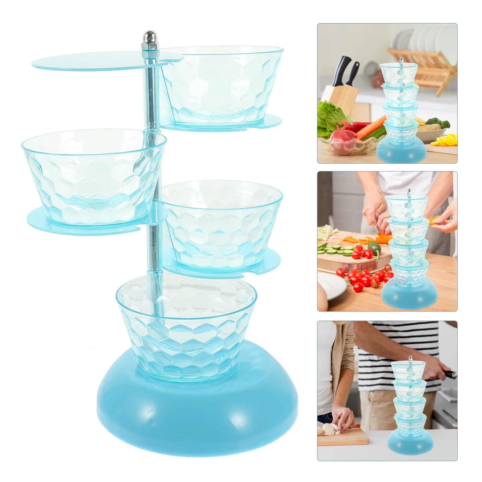 Multi-Layer Transparent Seasoning Rack Rotating Spice Organizer Kitchen Storage Holder Stackable Condiment Jar