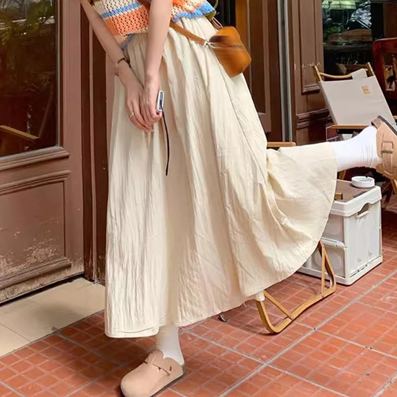 Spring Summer Women Long Skirt Vintage Solid Color A-line Pleated High Waist Elastic Female Casual Beach Loose Skirt
Spring Summer Women Long Skirt Vintage Solid Color A-line Pleated High Waist Elastic Female Casual Beach Loose Skirt