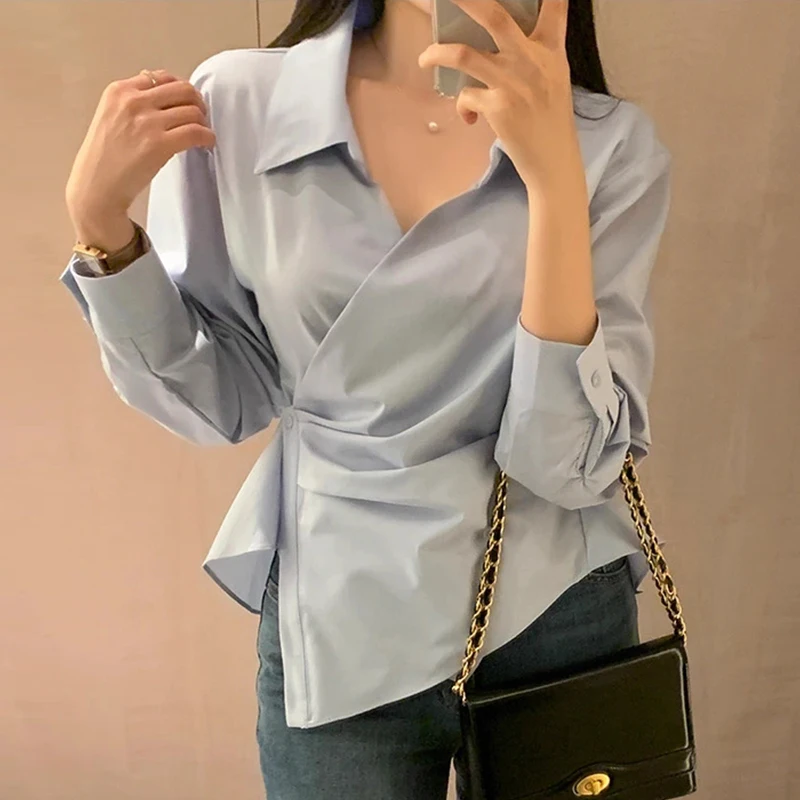 Spring New Chic Design Irregular Single Button Slim Fit Long Sve irt Women's Top Casual Loose Sle Polyester Fiber
Spring New Chic Design Irregular Single Button Slim Fit Long Sve irt Women's Top Casual Loose Sle Polyester Fiber