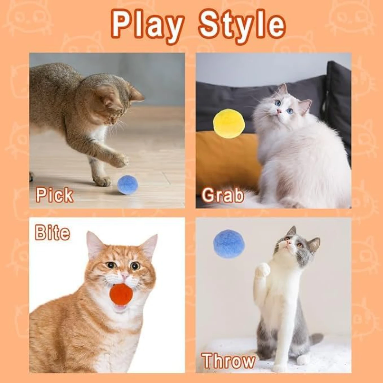 Exciting and Colorful Cat Pompom Ball Set for Stimulating Indoor Play - Includes Soft 1.2Inch Cat Ball Launcher and 2 Toy Cat Ba
Exciting and Colorful Cat Pompom Ball Set for Stimulating Indoor Play - Includes Soft 1.2Inch Cat Ball Launcher and 2 Toy Cat Ba