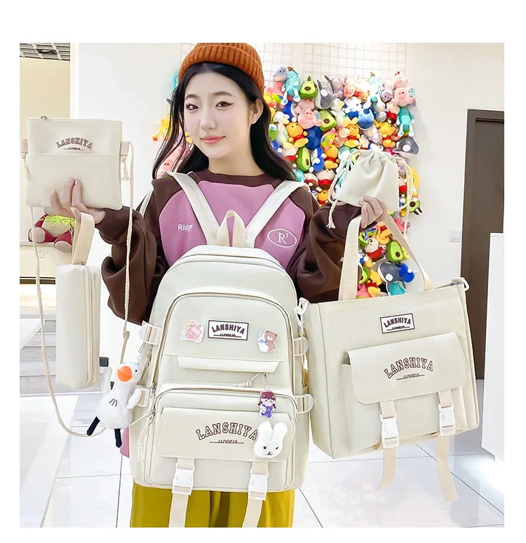4Pcs/set Mori Korean Version Harajuku Student Schoolbag High School Student Female Large Capacity Backpack Fashion Casual
4Pcs/set Mori Korean Version Harajuku Student Schoolbag High School Student Female Large Capacity Backpack Fashion Casual
