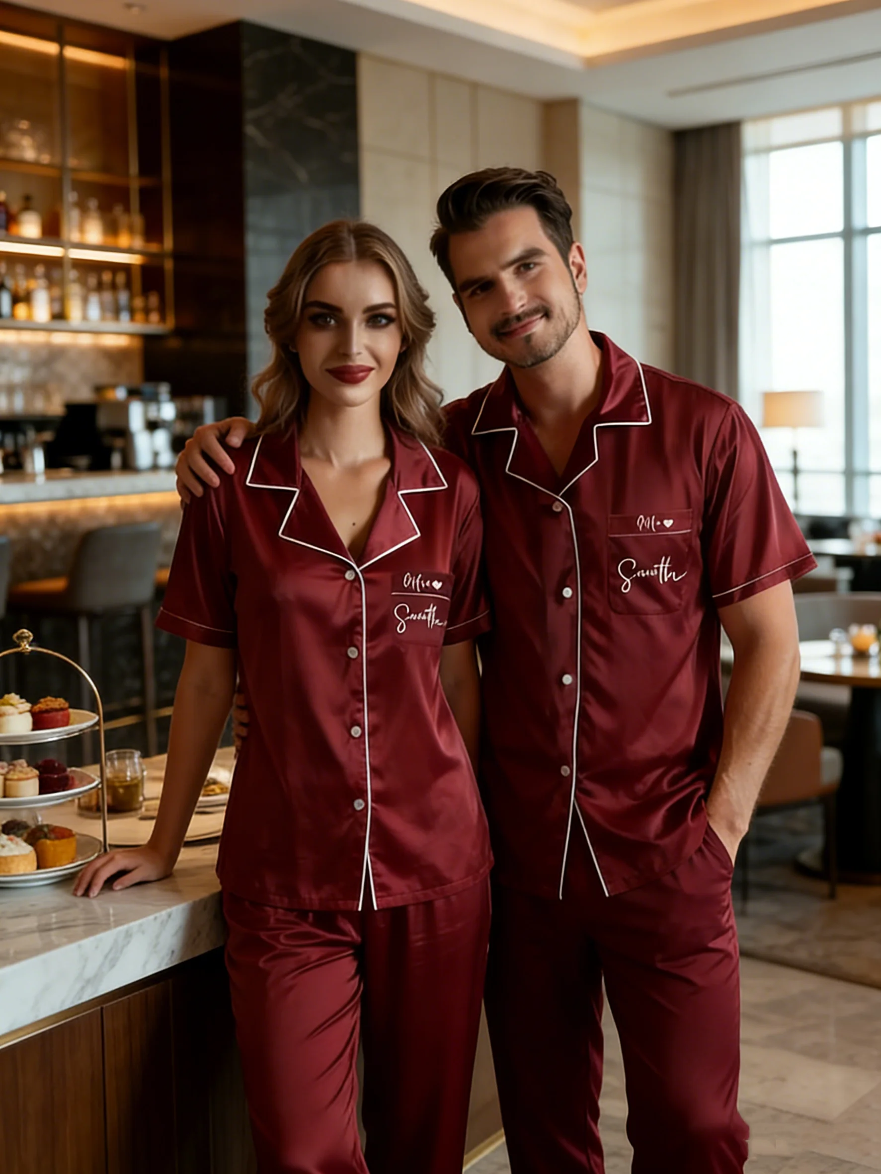 Personalised Couples Pyjamas, Mr & Mrs Satin Pajamas Set, Monogram Matching Sleepwear For Wedding Bridal Party
Personalised Couples Pyjamas, Mr & Mrs Satin Pajamas Set, Monogram Matching Sleepwear For Wedding Bridal Party