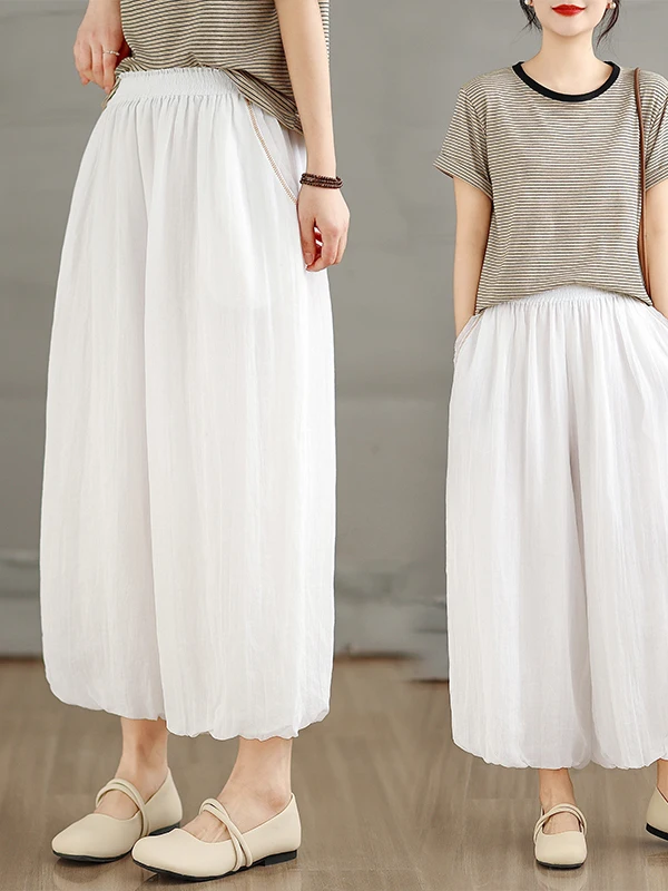 White Lantern Pants Women's Loose Wide Leg Slimming Elastic Waist Eighteen Pants Artistic Casual High Waist Straight Tube Pants
White Lantern Pants Women's Loose Wide Leg Slimming Elastic Waist Eighteen Pants Artistic Casual High Waist Straight Tube Pants
