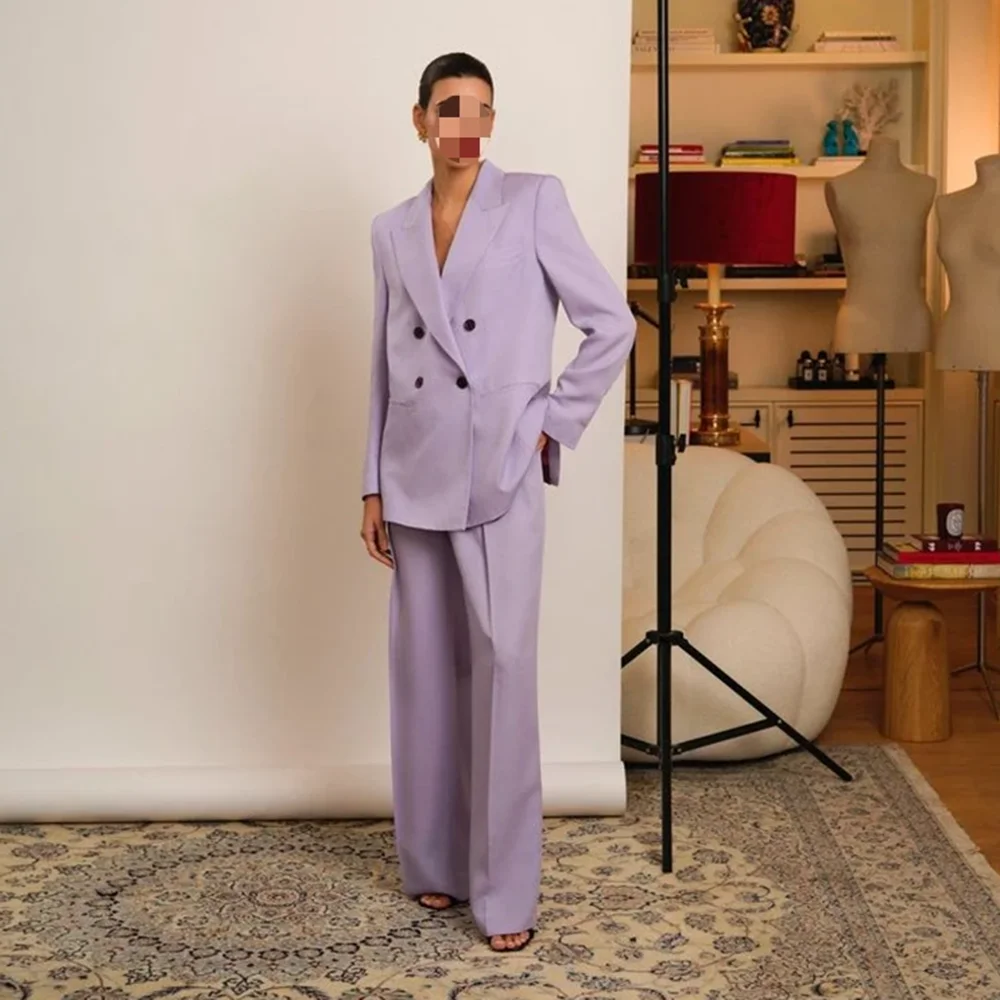 Casual Purple Double Breasted Notched New Female 2 Pieces (Blazer+Trousers) Office Lady Formal Evening Party Sets Customized Set
Casual Purple Double Breasted Notched New Female 2 Pieces (Blazer+Trousers) Office Lady Formal Evening Party Sets Customized Set