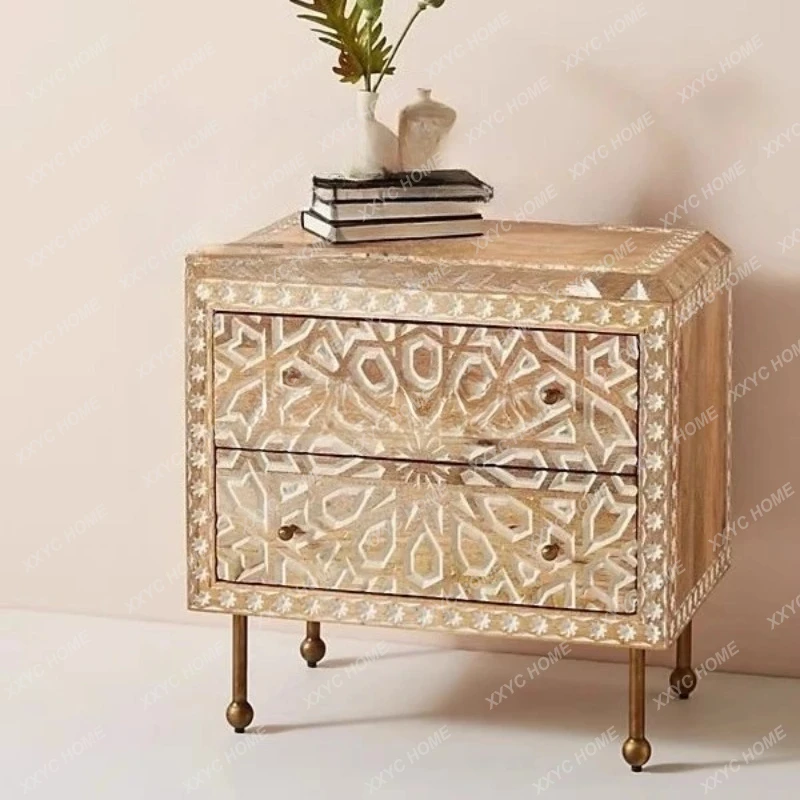 New Minimalist Solid Wood Furniture Vintage Solid Wood Carved Bedside Table
New Minimalist Solid Wood Furniture Vintage Solid Wood Carved Bedside Table