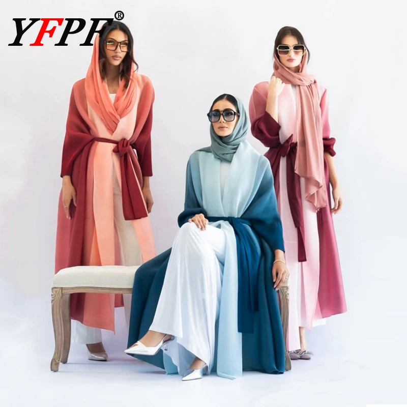 YFPF Fashion Gradient Pleated Women Long Coat Jacket Loose Contrast Color Belt Waist Luxury Elegant Clothing 2025 New 3A194
YFPF Fashion Gradient Pleated Women Long Coat Jacket Loose Contrast Color Belt Waist Luxury Elegant Clothing 2025 New 3A194