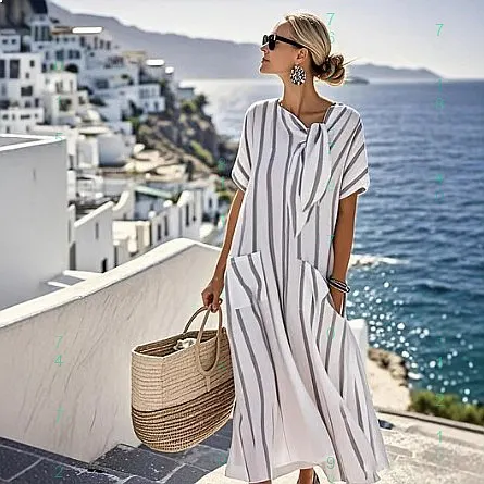 Elegant Short Sleeve Bow Pocket Loose Long Dress Dresses Swing Flowy Maxi Dress Spring Summer
Elegant Short Sleeve Bow Pocket Loose Long Dress Dresses Swing Flowy Maxi Dress Spring Summer