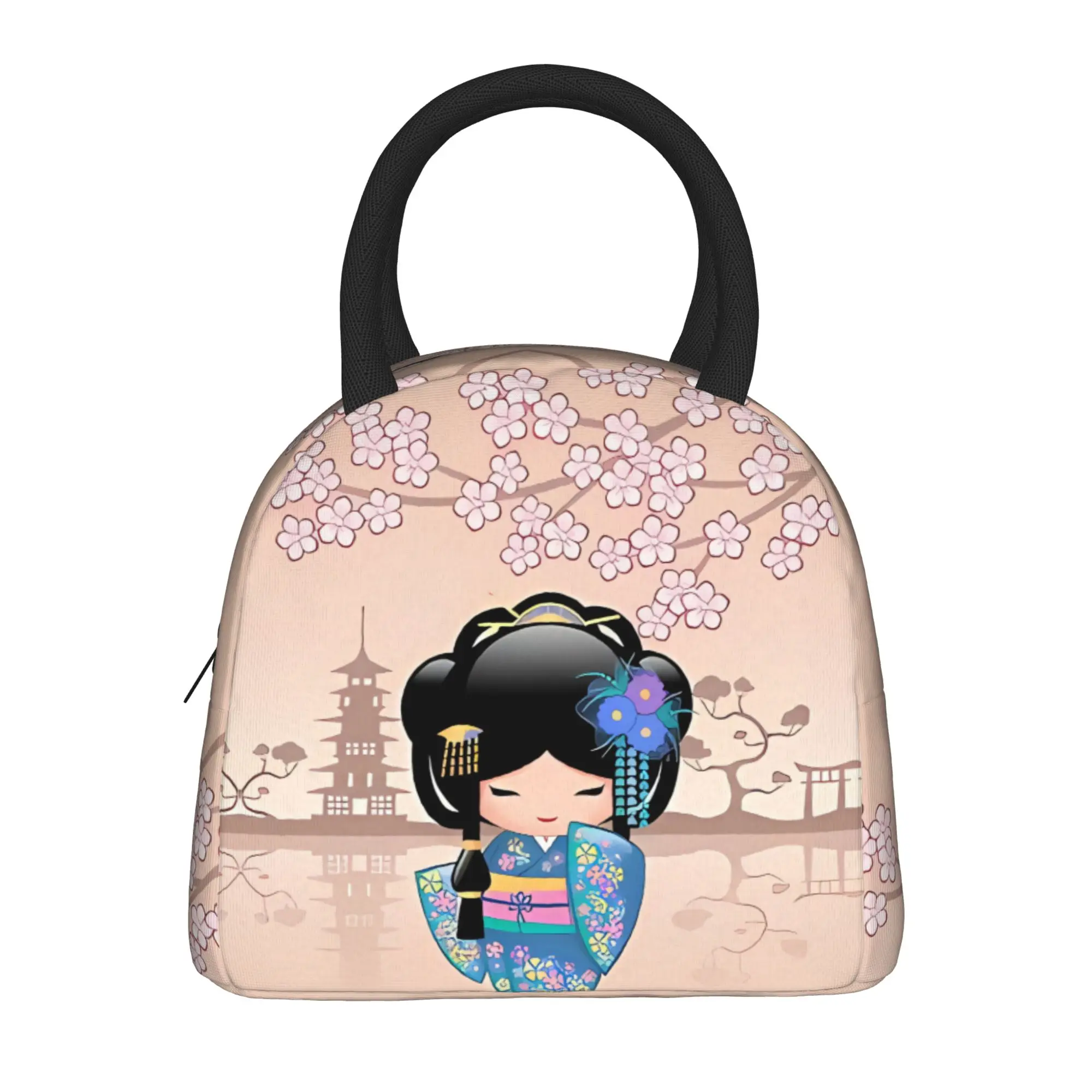 Kokeshi Doll Cherry Blossom Pagoda Background Lunch Bag Retro Lunch Box For Women Outdoor Zipper Cooler Bag Tote Food Bags
Kokeshi Doll Cherry Blossom Pagoda Background Lunch Bag Retro Lunch Box For Women Outdoor Zipper Cooler Bag Tote Food Bags