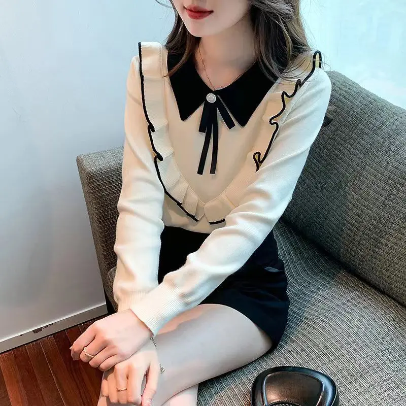 New Fashion Ruffles Patchwork Knitting Sweaters Autumn Winter Long Sleeve Solid Sweet Pullovers Top Korean Elegant Women Clothes
New Fashion Ruffles Patchwork Knitting Sweaters Autumn Winter Long Sleeve Solid Sweet Pullovers Top Korean Elegant Women Clothes
