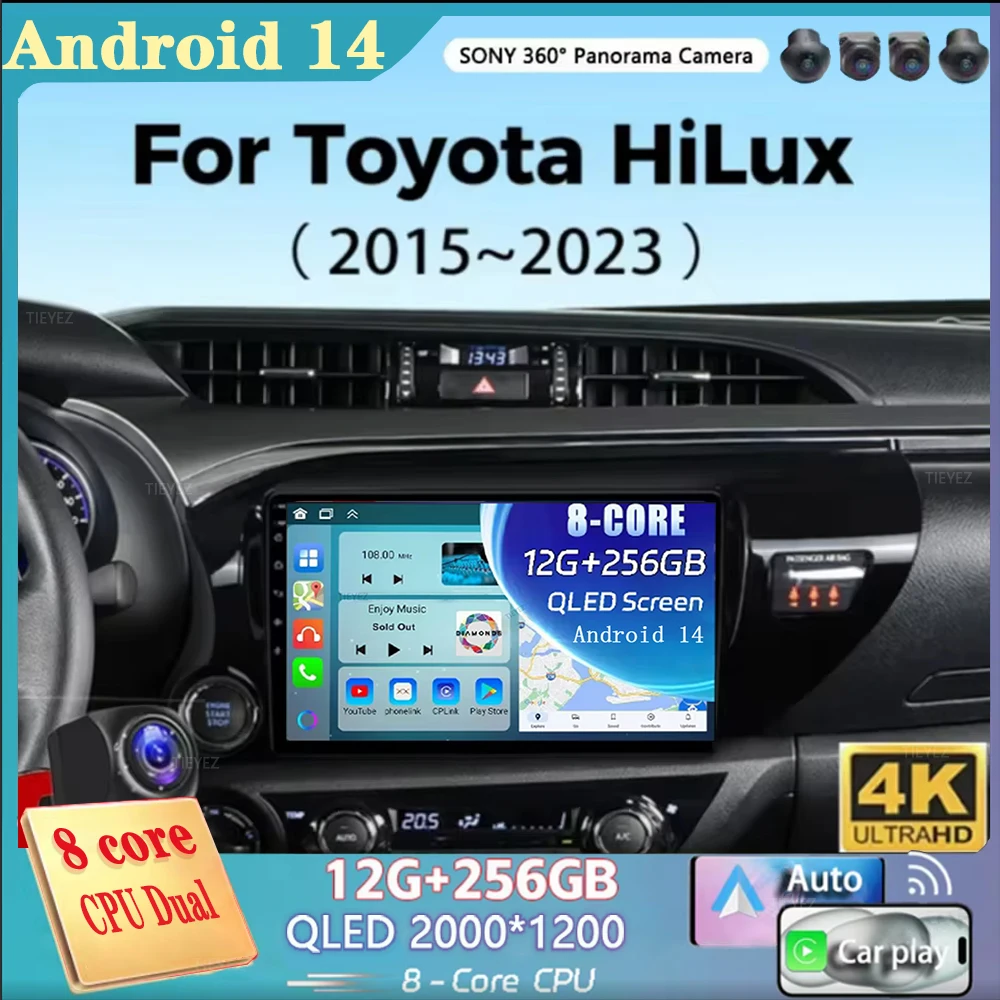 Android 14 Auto Carplay Автомобильный радиоприемник Мультимедиа для Toyota Hilux Pick Up AN120 2015-2023 LHD Стерео Видеоплеер GPS WIFI + 4G BT
Android 14 Auto Carplay Автомобильный радиоприемник Мультимедиа для Toyota Hilux Pick Up AN120 2015-2023 LHD Стерео Видеоплеер GPS WIFI + 4G BT