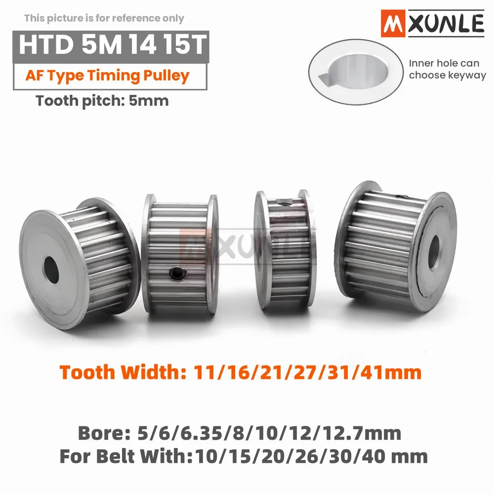 HTD5M Timing Pulley 14T/15Teeth AF Keyway hole 8/10/12/12.7/14/15mm Belt Width 10/15/20/25/30/40mm 3D printed parts 5GT
HTD5M Timing Pulley 14T/15Teeth AF Keyway hole 8/10/12/12.7/14/15mm Belt Width 10/15/20/25/30/40mm 3D printed parts 5GT