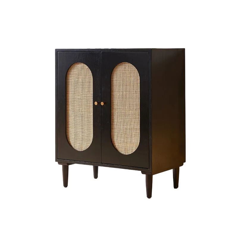 Rattan solid wood dining side cabinet Japanese black restaurant small storage double door cabinet double door
Rattan solid wood dining side cabinet Japanese black restaurant small storage double door cabinet double door