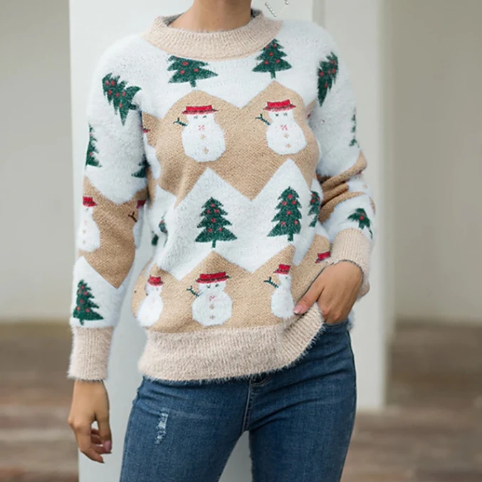 Women's Sweater 2025 Autumn New Fashionable Christmas Printed Round Neck Long Sleeved Top Casual Lazy Pullover Knit Sweater
Women's Sweater 2025 Autumn New Fashionable Christmas Printed Round Neck Long Sleeved Top Casual Lazy Pullover Knit Sweater