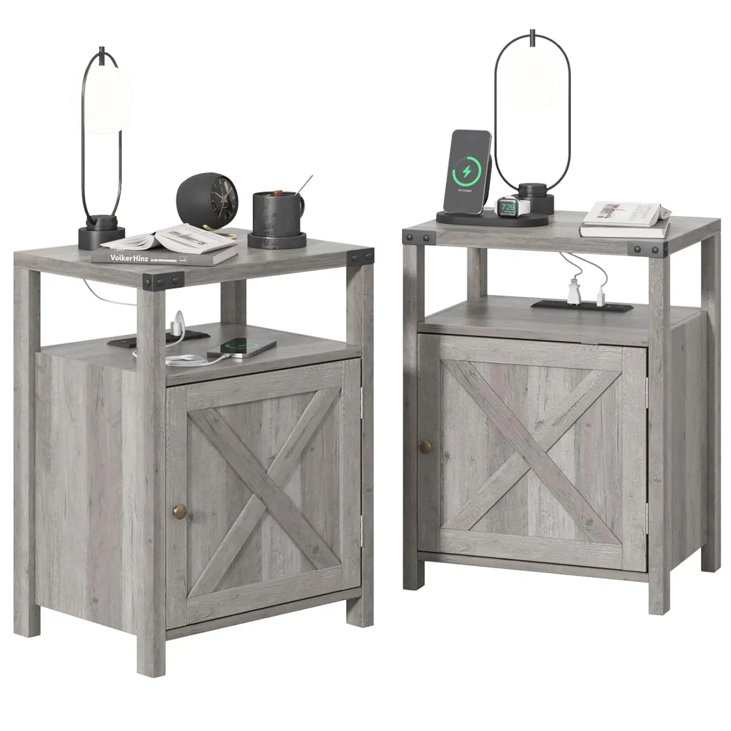 2-Tier Nightstand with Charging Station USB Ports Outlets Storage Cabinet Bedside End Table Living Room Bedroom Gray Customized
2-Tier Nightstand with Charging Station USB Ports Outlets Storage Cabinet Bedside End Table Living Room Bedroom Gray Customized