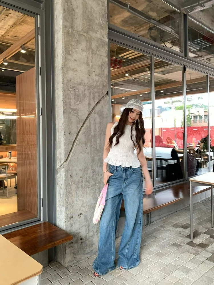 Модные широкие джинсы-клеш для женщин, свободные, стройнящие, драпирующиеся, в пол, повседневные брюки, весна 2025, премиум-класса
Модные широкие джинсы-клеш для женщин, свободные, стройнящие, драпирующиеся, в пол, повседневные брюки, весна 2025, премиум-класса