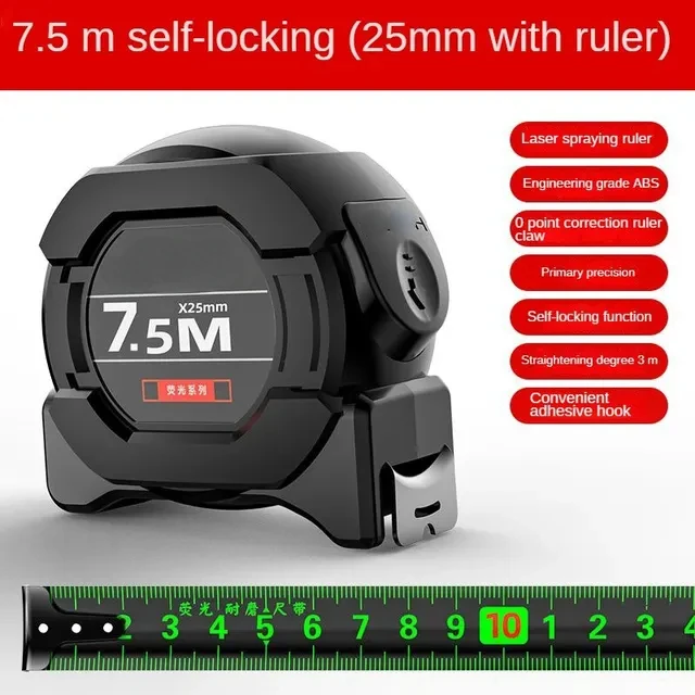 Laser Tape Measure Self locking High-precision Steel Tape Black Fluorescent Wear-resistant Fall Resistant Digital Metric Tape
Laser Tape Measure Self locking High-precision Steel Tape Black Fluorescent Wear-resistant Fall Resistant Digital Metric Tape