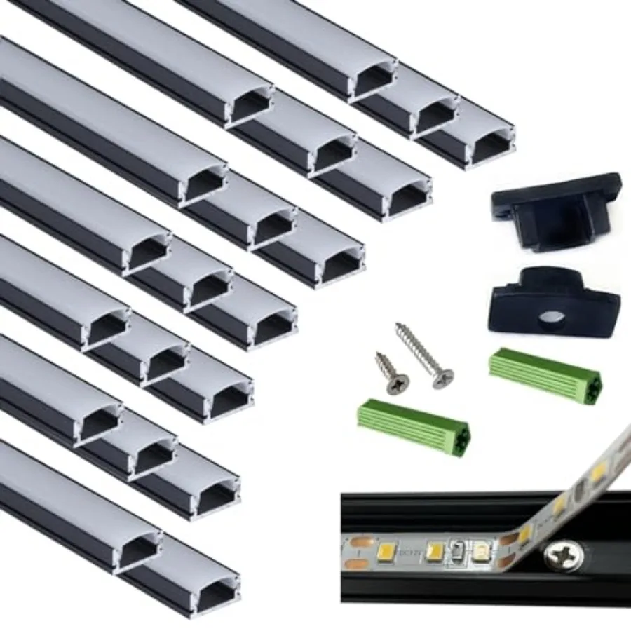 Pack Pre-Drilled Countersunk Hole LED Strip U Channel Diffuser, Matte Black Flush Mounted Under Cabinet Tape Light Aluminum Low
Pack Pre-Drilled Countersunk Hole LED Strip U Channel Diffuser, Matte Black Flush Mounted Under Cabinet Tape Light Aluminum Low