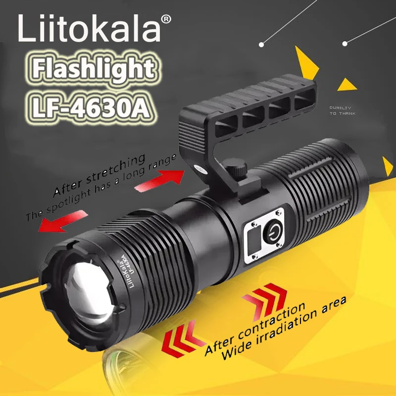 LiitoKala LF-4630A Домашний уличный фонарик для кемпинга, лазерная подсветка, зум, COB, 4 секции, 18650, 2000 мАч, 8000 мАч, аккумулятор
LiitoKala LF-4630A Домашний уличный фонарик для кемпинга, лазерная подсветка, зум, COB, 4 секции, 18650, 2000 мАч, 8000 мАч, аккумулятор
