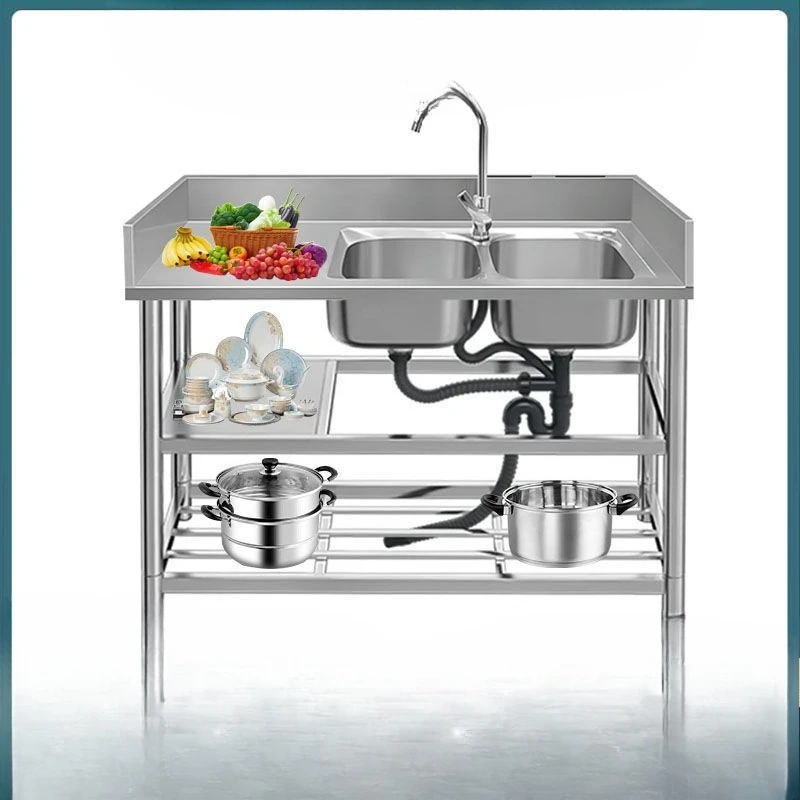 Stainless steel sink countertop, integrated kitchen thickened, with bracket sink
Stainless steel sink countertop, integrated kitchen thickened, with bracket sink