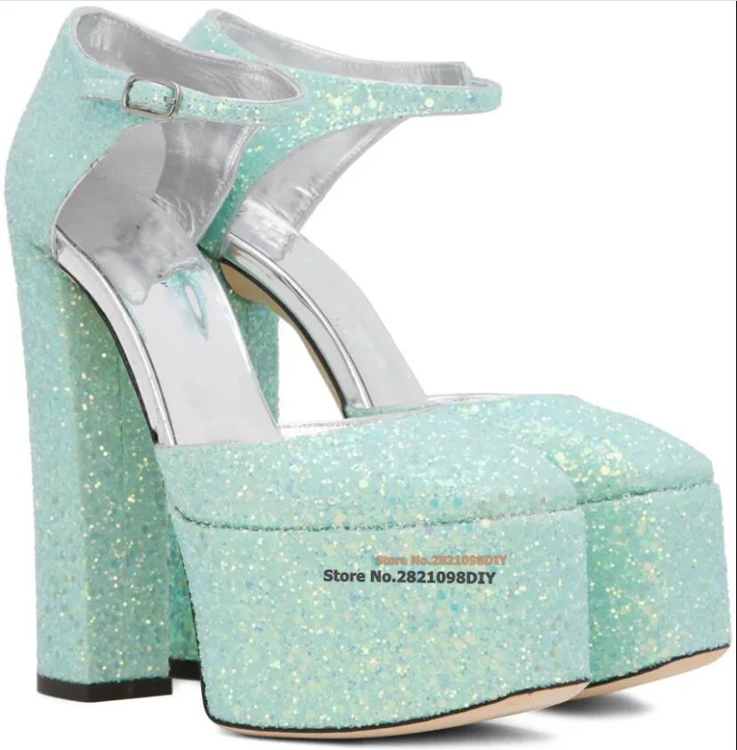 5cm Thick Platform High Heel Sandals Woman Bebe Blue Summer Sparkly Stacked Ankle Wrap Heeed Sandals Ladies Women's Party Shoes
5cm Thick Platform High Heel Sandals Woman Bebe Blue Summer Sparkly Stacked Ankle Wrap Heeed Sandals Ladies Women's Party Shoes