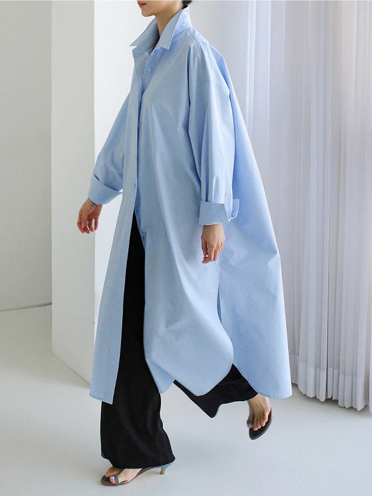 Women Blue Loose Long Shirt Casual Blouse Lapel Button Up Long Sleeve Shirts Lady Fashion Tops Streetwear Spring Autumn 2025
Women Blue Loose Long Shirt Casual Blouse Lapel Button Up Long Sleeve Shirts Lady Fashion Tops Streetwear Spring Autumn 2025