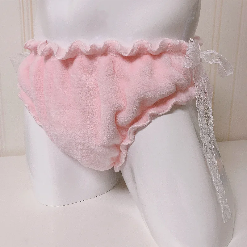 Women Sexy Pink Flannel Lace Briefs Bowknot Puffy Touch Warm Thick Soft Lolita Panties Live Show Dance Panty Private Party
Women Sexy Pink Flannel Lace Briefs Bowknot Puffy Touch Warm Thick Soft Lolita Panties Live Show Dance Panty Private Party