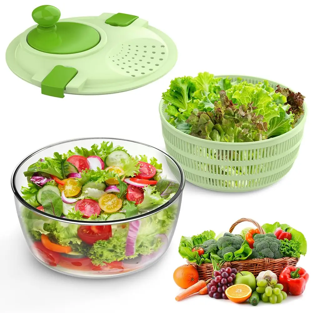 Salad Washer and Spinner, 4.5L Lettuce Spinner with Vegetable Washing Basket and Serving Bowl, Household Fruit Drainer
Salad Washer and Spinner, 4.5L Lettuce Spinner with Vegetable Washing Basket and Serving Bowl, Household Fruit Drainer