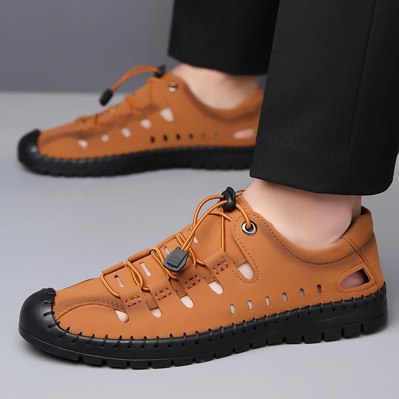 Men's Summer New Hollow out Breathable Leather Sandals Outdoor Anti-Slip Soft Bottom Casual Cover Toe Slip-On Shoes-8025
Men's Summer New Hollow out Breathable Leather Sandals Outdoor Anti-Slip Soft Bottom Casual Cover Toe Slip-On Shoes-8025
