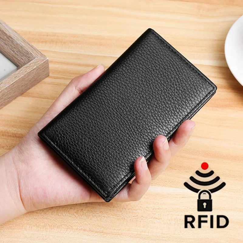 RFID Men Business Card Holder 100% Genuine Cow Leather Bank Credit Slot Women Money Pocket ID Cover Slim Case
RFID Men Business Card Holder 100% Genuine Cow Leather Bank Credit Slot Women Money Pocket ID Cover Slim Case