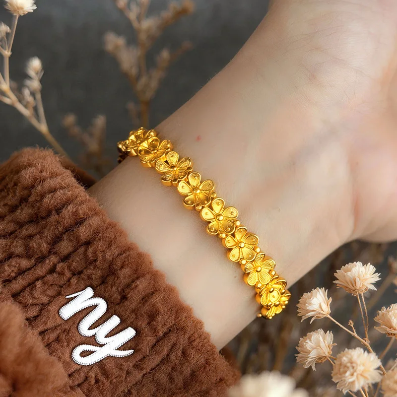 9999 ancient gold peach blossom Duoduo buckle 24K real gold new Chinese style small fresh Hanfu accessories flower bracelet
9999 ancient gold peach blossom Duoduo buckle 24K real gold new Chinese style small fresh Hanfu accessories flower bracelet