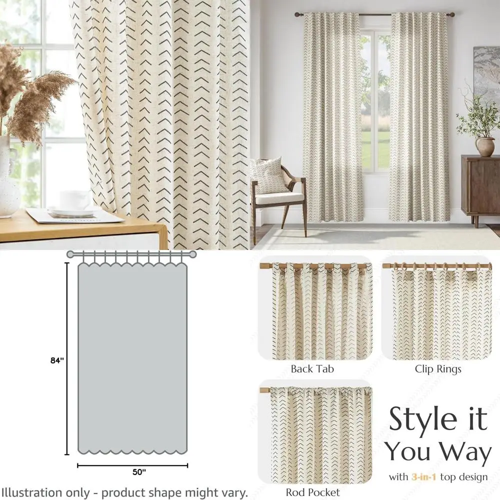 Льняные шторы в стиле бохо для гостиной, полупрозрачные шторы для спальни, длина 84-дюймовые шторы для фермерского дома с принтом «елочка», стержень Poc
Льняные шторы в стиле бохо для гостиной, полупрозрачные шторы для спальни, длина 84-дюймовые шторы для фермерского дома с принтом «елочка», стержень Poc