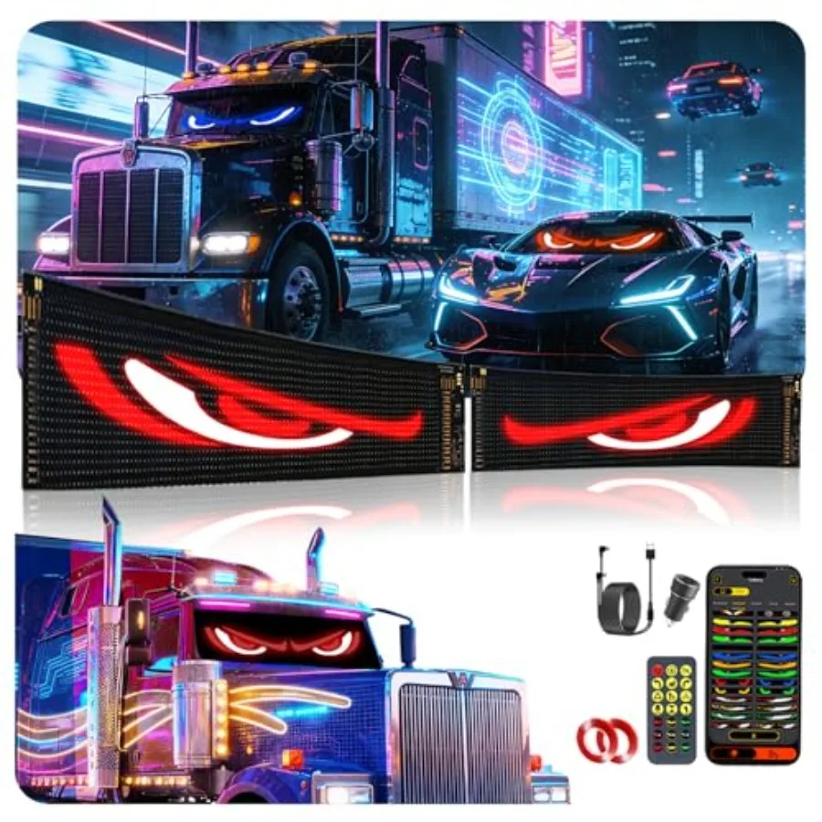 2PCs 4.8 * 24in Large Devil Eyes Light for Car Windshield ojos paracarros with Remote andAPP Control Dynamic Scrolling Text LED
2PCs 4.8 * 24in Large Devil Eyes Light for Car Windshield ojos paracarros with Remote andAPP Control Dynamic Scrolling Text LED