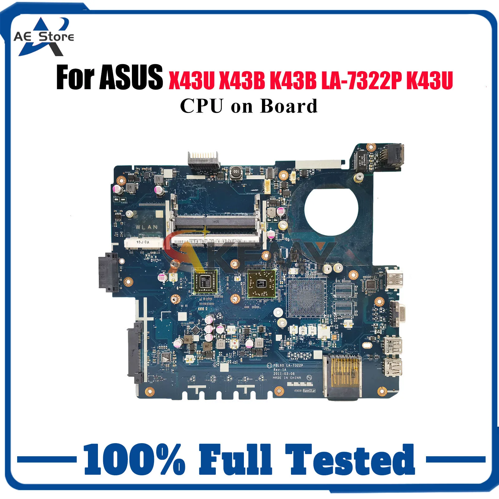 LA-7322P Laptop Motherboard For ASUS K43U K43B X43B X43U K43U Notebook Mainboard With CPU 100% tests OK fast shipping stk
LA-7322P Laptop Motherboard For ASUS K43U K43B X43B X43U K43U Notebook Mainboard With CPU 100% tests OK fast shipping stk