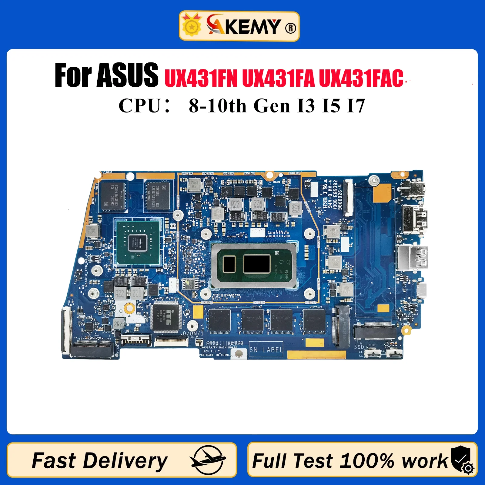 UX431FN Материнская плата для ноутбука ASUS ZenBook UX431F S431F U4500F S4500F X431F UX431FN Материнская плата с процессором I3 I5 I7 100% ОК тесты
UX431FN Материнская плата для ноутбука ASUS ZenBook UX431F S431F U4500F S4500F X431F UX431FN Материнская плата с процессором I3 I5 I7 100% ОК тесты