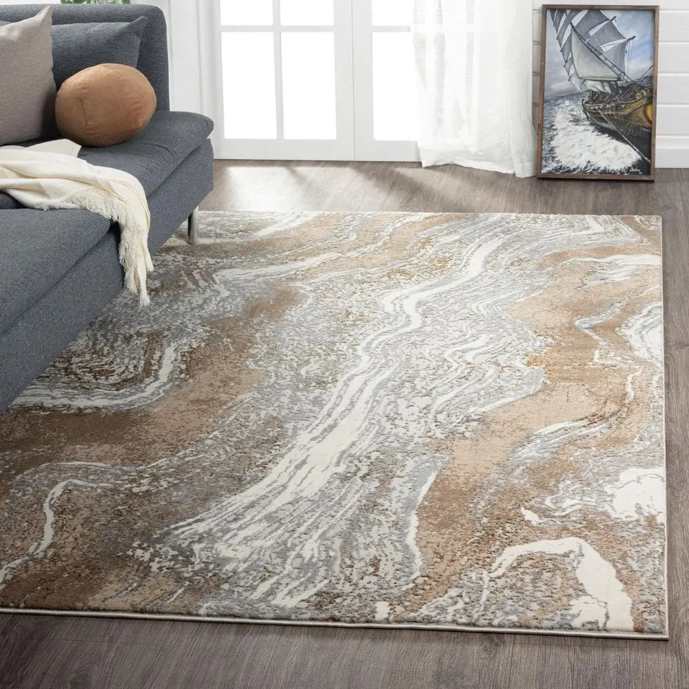 Beige Abstract 5x7 Area Rug, Modern Marble Design
Beige Abstract 5x7 Area Rug, Modern Marble Design