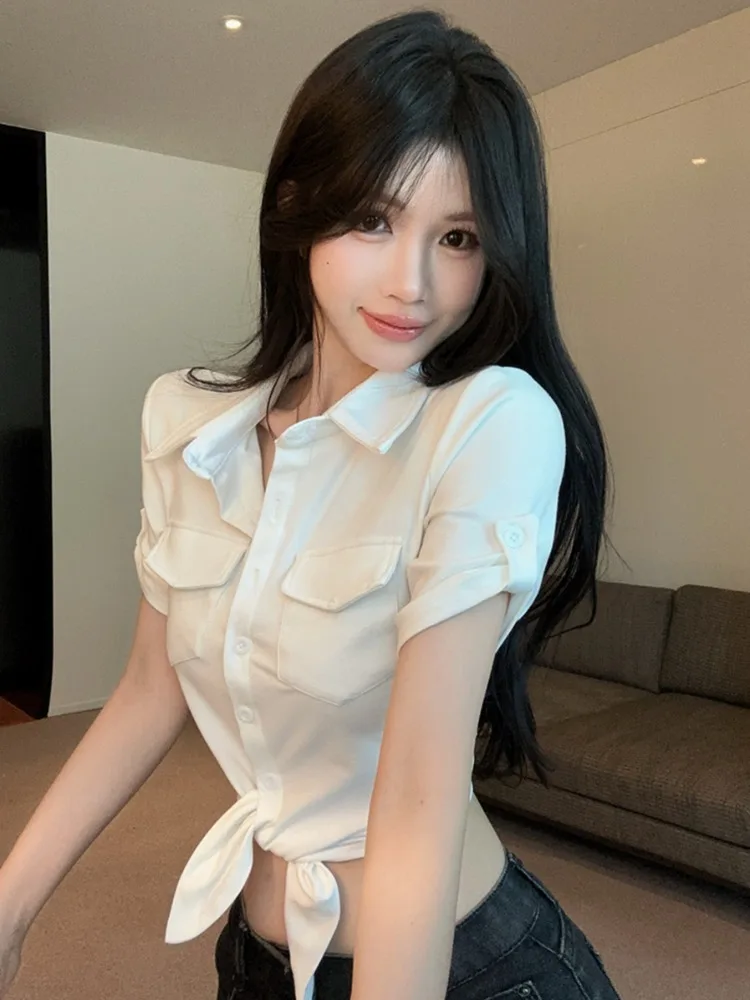 Sexy Short Sleeve Neck Design Korean Style Women's Shirt Summer New Style Slim Fit Belly Button Exposure Top
Sexy Short Sleeve Neck Design Korean Style Women's Shirt Summer New Style Slim Fit Belly Button Exposure Top