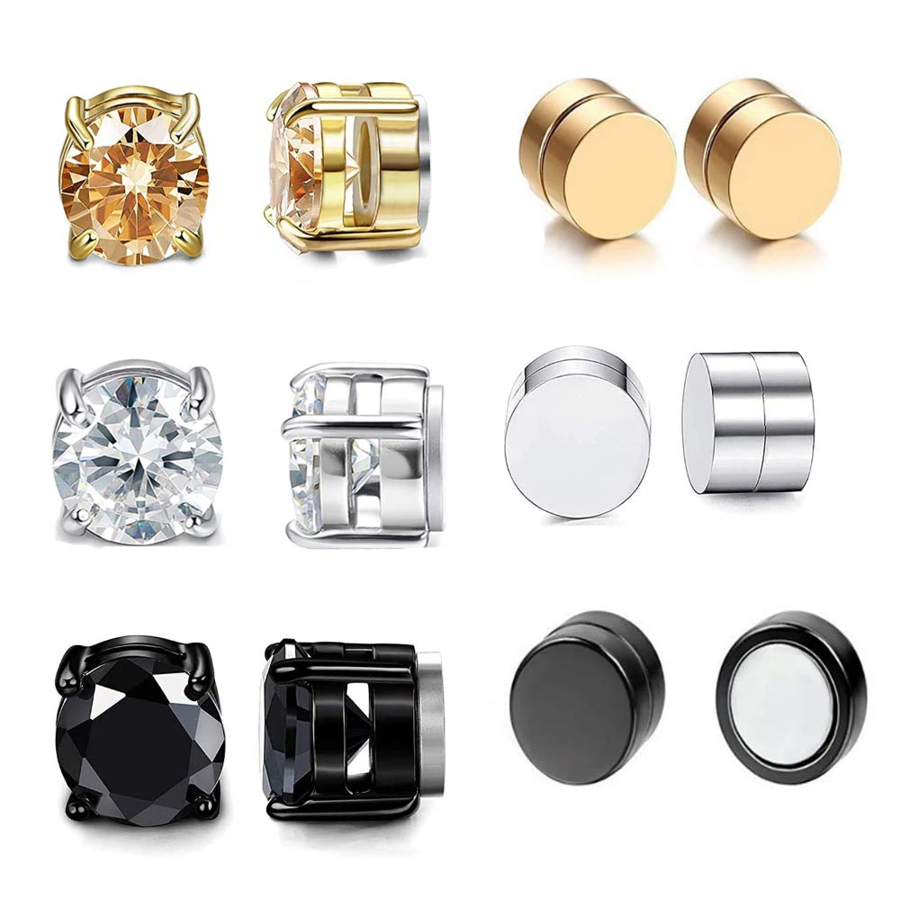 6 Pairs Unisex Stainless Steel Round Magnetic Cubic Zirconia Stud Earrings Non-Piercing Ear Clip for Men Women Ear Jewelry 6mm
6 Pairs Unisex Stainless Steel Round Magnetic Cubic Zirconia Stud Earrings Non-Piercing Ear Clip for Men Women Ear Jewelry 6mm
