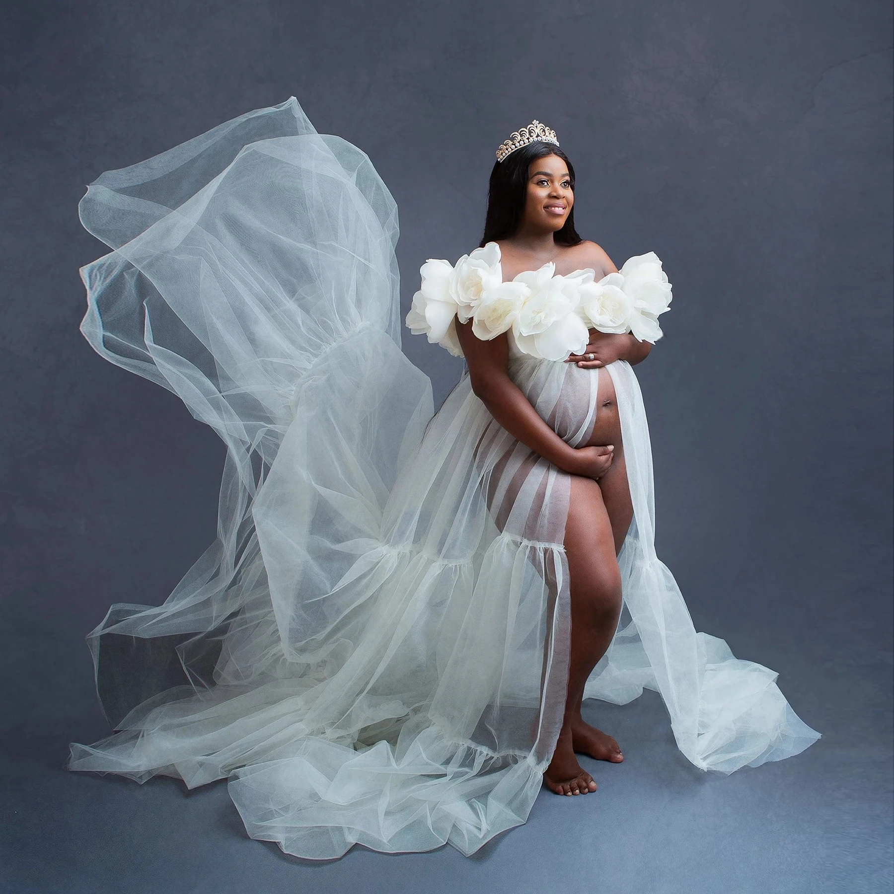 Ivory Sheer Tulle Maternity Dresses for Women Hand 3D Flowers Maternity Dress Photoshoot Pregnancy Robe Photography Dress Custom
Ivory Sheer Tulle Maternity Dresses for Women Hand 3D Flowers Maternity Dress Photoshoot Pregnancy Robe Photography Dress Custom