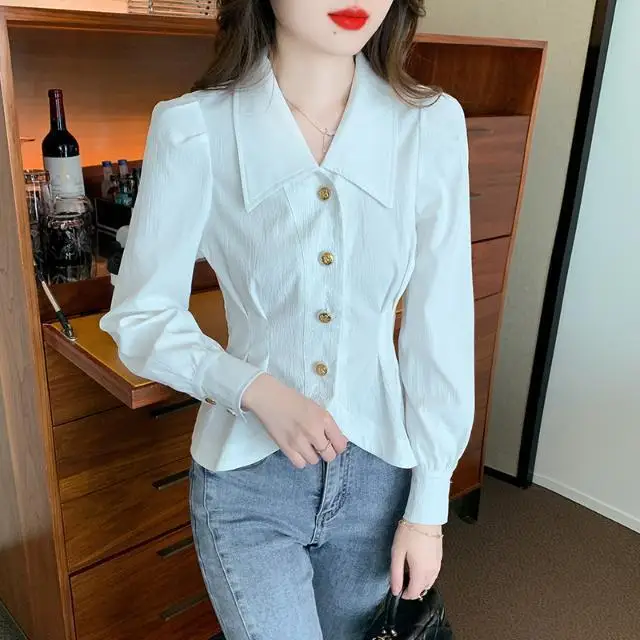 Белая женская блузка Ele с воротником-стойкой, длинным рукавом, приталенного кроя, модная осенняя новинка, премиум-качество
Белая женская блузка Ele с воротником-стойкой, длинным рукавом, приталенного кроя, модная осенняя новинка, премиум-качество