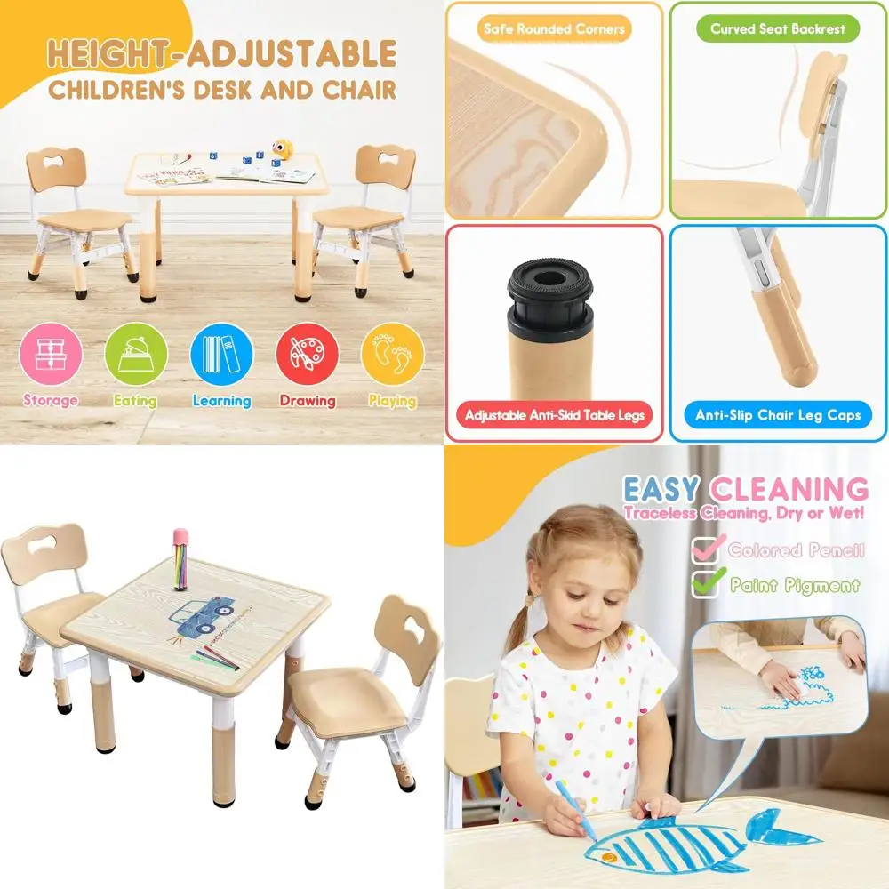 Adjustable Kids Table and Chair Set for Toddlers, Non-Slip Legs, Activity & Graffiti-Proof Surface for Ages 3-12
Adjustable Kids Table and Chair Set for Toddlers, Non-Slip Legs, Activity & Graffiti-Proof Surface for Ages 3-12