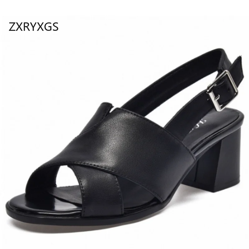ZXRYXGS 2026 New Trendy Cowhide Leather Open Toe Sandals Elegant Temperament Women Sandals Summer High Heel Sandals 5 Cm / 7 Cm
ZXRYXGS 2026 New Trendy Cowhide Leather Open Toe Sandals Elegant Temperament Women Sandals Summer High Heel Sandals 5 Cm / 7 Cm