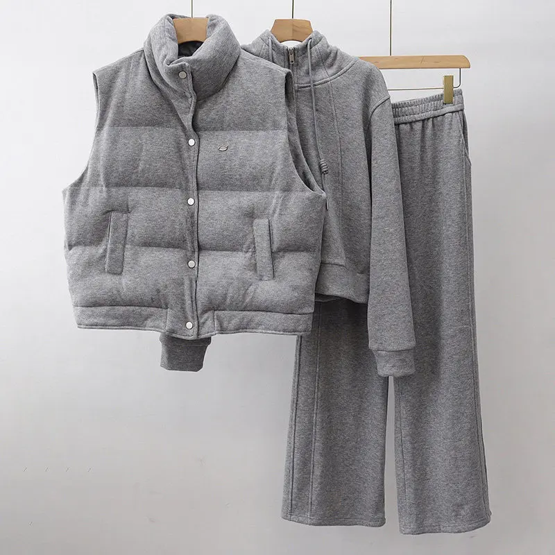 Women's Casual Fleece Lined Sports Set Three Piece Suit Commute Style High Waist Wide Leg Pants And Shirt Autumn Winter
Women's Casual Fleece Lined Sports Set Three Piece Suit Commute Style High Waist Wide Leg Pants And Shirt Autumn Winter