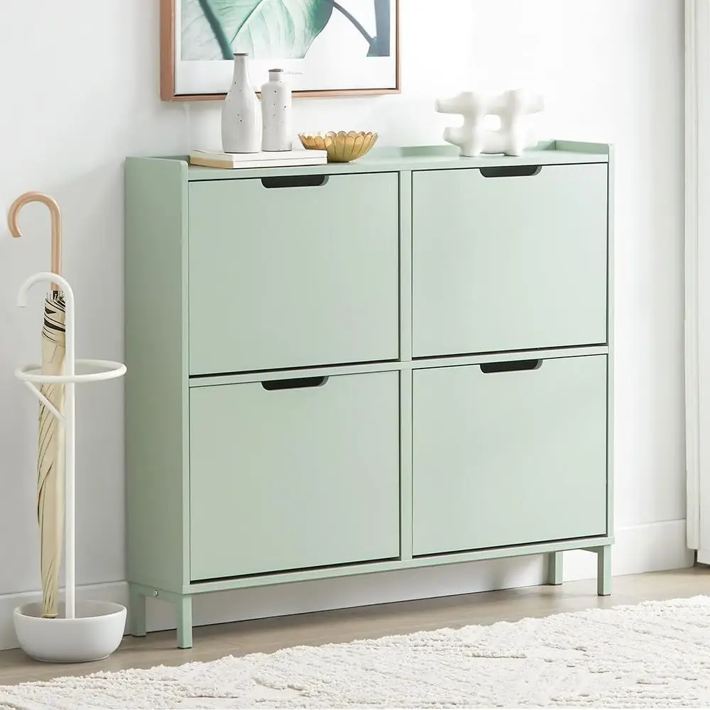 Компактный зеленый шкаф для обуви с 4 полками, тонкий напольный органайзер для прихожей или грязезащитной зоны (7.5 x 39.4 x 35.8) - SR100-G
Компактный зеленый шкаф для обуви с 4 полками, тонкий напольный органайзер для прихожей или грязезащитной зоны (7.5 x 39.4 x 35.8) - SR100-G